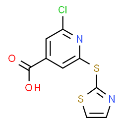 ChemSpider 2D Image | 2-Chloro-6-(1,3-thiazol-2-ylsulfanyl)isonicotinic acid | C9H5ClN2O2S2