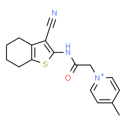 ChemSpider 2D Image | 1-{2-[(3-Cyano-4,5,6,7-tetrahydro-1-benzothiophen-2-yl)amino]-2-oxoethyl}-4-methylpyridinium | C17H18N3OS