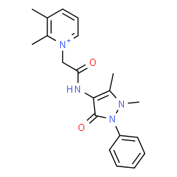 ChemSpider 2D Image | 1-{2-[(1,5-Dimethyl-3-oxo-2-phenyl-2,3-dihydro-1H-pyrazol-4-yl)amino]-2-oxoethyl}-2,3-dimethylpyridinium | C20H23N4O2