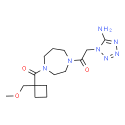 ChemSpider 2D Image | 2-(5-Amino-1H-tetrazol-1-yl)-1-(4-{[1-(methoxymethyl)cyclobutyl]carbonyl}-1,4-diazepan-1-yl)ethanone | C15H25N7O3