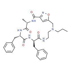 ChemSpider 2D Image | (4S,7S,10R)-7,10-Dibenzyl-4-methyl-15-propyl-18-oxa-3,6,9,12,15,19-hexaazabicyclo[15.2.1]icosa-1(19),17(20)-diene-2,5,8,11-tetrone | C31H38N6O5