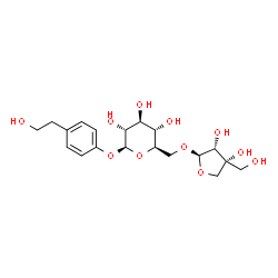 ChemSpider 2D Image | 4-(2-Hydroxyethyl)phenyl 6-O-[(2R,3R,4R)-3,4-dihydroxy-4-(hydroxymethyl)tetrahydro-2-furanyl]-beta-D-glucopyranoside | C19H28O11