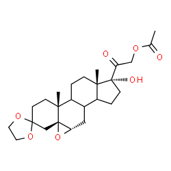 ChemSpider 2D Image | 2-[(4aR,5aS,9R,9aS,11bR)-9-Hydroxy-9a,11b-dimethyltetradecahydrospiro[cyclopenta[1,2]phenanthro[8a,9-b]oxirene-3,2'-[1,3]dioxolan]-9-yl]-2-oxoethyl acetate | C25H36O7