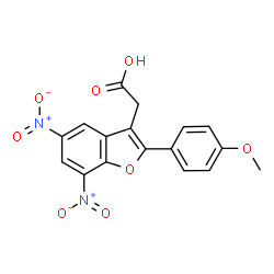 ChemSpider 2D Image | [2-(4-Methoxyphenyl)-5,7-dinitro-1-benzofuran-3-yl]acetic acid | C17H12N2O8