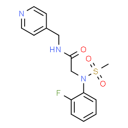 ChemSpider 2D Image | N~2~-(2-Fluorophenyl)-N~2~-(methylsulfonyl)-N-(4-pyridinylmethyl)glycinamide | C15H16FN3O3S