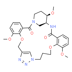 ChemSpider 2D Image | (27S,28R)-7,20,28-Trimethoxy-9,18-dioxa-1,12,13,14,26-pentaazapentacyclo[25.3.1.1~11,14~.0~3,8~.0~19,24~]dotriaconta-3,5,7,11(32),12,19,21,23-octaene-2,25-dione | C28H33N5O7