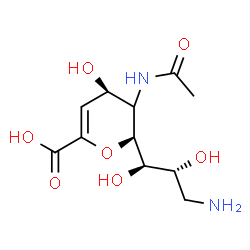 ChemSpider 2D Image | (5xi,6S)-5-Acetamido-6-[(1R,2R)-3-amino-1,2-dihydroxypropyl]-2,6-anhydro-3,5-dideoxy-L-glycero-hex-2-enonic acid | C11H18N2O7