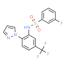 ChemSpider 2D Image | 3-Fluoro-N-[2-(1H-pyrazol-1-yl)-5-(trifluoromethyl)phenyl]benzenesulfonamide | C16H11F4N3O2S