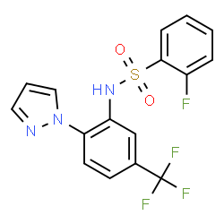ChemSpider 2D Image | 2-Fluoro-N-[2-(1H-pyrazol-1-yl)-5-(trifluoromethyl)phenyl]benzenesulfonamide | C16H11F4N3O2S