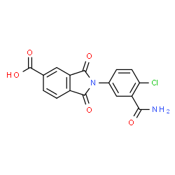 ChemSpider 2D Image | 2-(3-Carbamoyl-4-chlorophenyl)-1,3-dioxo-5-isoindolinecarboxylic acid | C16H9ClN2O5