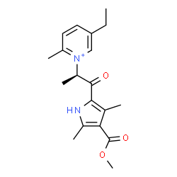 ChemSpider 2D Image | 5-Ethyl-1-{(2R)-1-[4-(methoxycarbonyl)-3,5-dimethyl-1H-pyrrol-2-yl]-1-oxo-2-propanyl}-2-methylpyridinium | C19H25N2O3