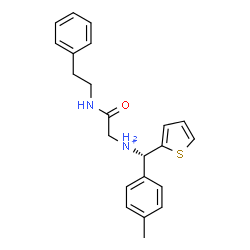 ChemSpider 2D Image | N-[(S)-(4-Methylphenyl)(2-thienyl)methyl]-2-oxo-2-[(2-phenylethyl)amino]ethanaminium | C22H25N2OS