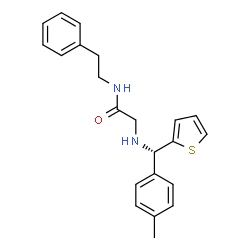 ChemSpider 2D Image | N~2~-[(S)-(4-Methylphenyl)(2-thienyl)methyl]-N-(2-phenylethyl)glycinamide | C22H24N2OS