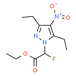 ChemSpider 2D Image | Ethyl (3,5-diethyl-4-nitro-1H-pyrazol-1-yl)(fluoro)acetate | C11H16FN3O4