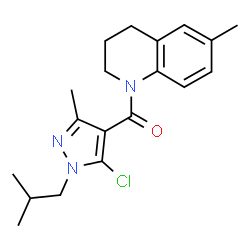 ChemSpider 2D Image | (5-Chloro-1-isobutyl-3-methyl-1H-pyrazol-4-yl)(6-methyl-3,4-dihydro-1(2H)-quinolinyl)methanone | C19H24ClN3O