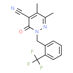 ChemSpider 2D Image | 5,6-Dimethyl-3-oxo-2-[2-(trifluoromethyl)benzyl]-2,3-dihydro-4-pyridazinecarbonitrile | C15H12F3N3O