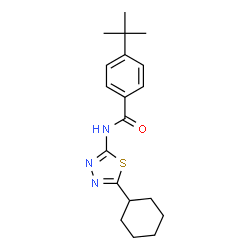 ChemSpider 2D Image | N-(5-Cyclohexyl-1,3,4-thiadiazol-2-yl)-4-(2-methyl-2-propanyl)benzamide | C19H25N3OS