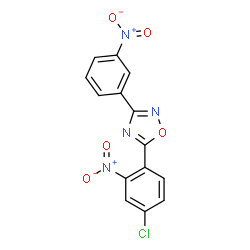 ChemSpider 2D Image | 5-(4-Chloro-2-nitrophenyl)-3-(3-nitrophenyl)-1,2,4-oxadiazole | C14H7ClN4O5