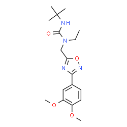 ChemSpider 2D Image | 1-{[3-(3,4-Dimethoxyphenyl)-1,2,4-oxadiazol-5-yl]methyl}-1-ethyl-3-(2-methyl-2-propanyl)urea | C18H26N4O4