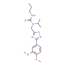 ChemSpider 2D Image | 1-{[3-(3,4-Dimethoxyphenyl)-1,2,4-oxadiazol-5-yl]methyl}-1-isopropyl-3-propylurea | C18H26N4O4