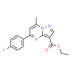 ChemSpider 2D Image | Ethyl 5-(4-fluorophenyl)-7-methylpyrazolo[1,5-a]pyrimidine-3-carboxylate | C16H14FN3O2
