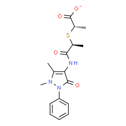 ChemSpider 2D Image | (2S)-2-({(2S)-1-[(1,5-Dimethyl-3-oxo-2-phenyl-2,3-dihydro-1H-pyrazol-4-yl)amino]-1-oxo-2-propanyl}sulfanyl)propanoate | C17H20N3O4S