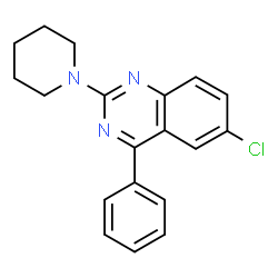 ChemSpider 2D Image | 6-Chloro-4-phenyl-2-(1-piperidinyl)quinazoline | C19H18ClN3
