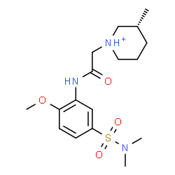ChemSpider 2D Image | (3R)-1-(2-{[5-(Dimethylsulfamoyl)-2-methoxyphenyl]amino}-2-oxoethyl)-3-methylpiperidinium | C17H28N3O4S