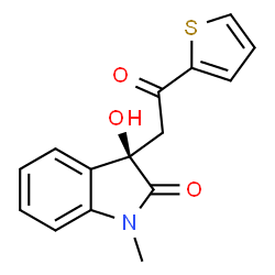 ChemSpider 2D Image | (3R)-3-Hydroxy-1-methyl-3-[2-oxo-2-(2-thienyl)ethyl]-1,3-dihydro-2H-indol-2-one | C15H13NO3S