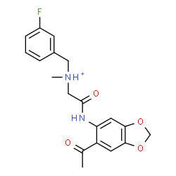 ChemSpider 2D Image | 2-[(6-Acetyl-1,3-benzodioxol-5-yl)amino]-N-(3-fluorobenzyl)-N-methyl-2-oxoethanaminium | C19H20FN2O4