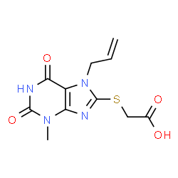 ChemSpider 2D Image | [(7-Allyl-3-methyl-2,6-dioxo-2,3,6,7-tetrahydro-1H-purin-8-yl)sulfanyl]acetic acid | C11H12N4O4S
