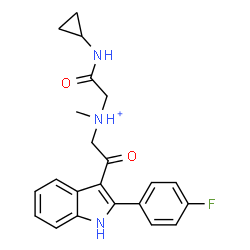 ChemSpider 2D Image | 2-(Cyclopropylamino)-N-{2-[2-(4-fluorophenyl)-1H-indol-3-yl]-2-oxoethyl}-N-methyl-2-oxoethanaminium | C22H23FN3O2