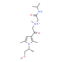ChemSpider 2D Image | 2-(Isopropylamino)-N-(2-{1-[(2R)-1-methoxy-2-propanyl]-2,5-dimethyl-1H-pyrrol-3-yl}-2-oxoethyl)-N-methyl-2-oxoethanaminium | C18H32N3O3