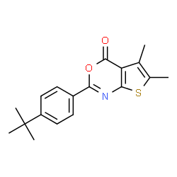 ChemSpider 2D Image | 2-(4-tert-butylphenyl)-5,6-dimethyl-4H-thieno[2,3-d][1,3]oxazin-4-one | C18H19NO2S