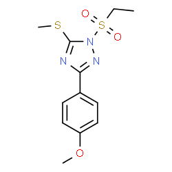 ChemSpider 2D Image | 1-Ethanesulfonyl-3-(4-methoxy-phenyl)-5-methylsulfanyl-1H-[1,2,4]triazole | C12H15N3O3S2