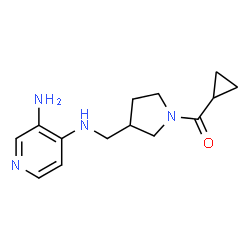 ChemSpider 2D Image | (3-{[(3-Amino-4-pyridinyl)amino]methyl}-1-pyrrolidinyl)(cyclopropyl)methanone | C14H20N4O