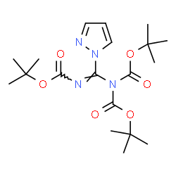 ChemSpider 2D Image | Bis(2-methyl-2-propanyl) [(Z)-({[(2-methyl-2-propanyl)oxy]carbonyl}imino)(1H-pyrazol-1-yl)methyl]imidodicarbonate | C19H30N4O6