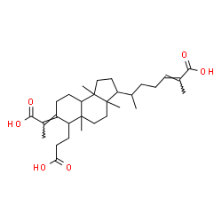 ChemSpider 2D Image | (2E)-6-[(7E)-6-(2-Carboxyethyl)-7-(1-carboxyethylidene)-3a,5a,9b-trimethyldodecahydro-1H-cyclopenta[a]naphthalen-3-yl]-2-methyl-2-heptenoic acid | C30H46O6