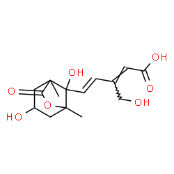 ChemSpider 2D Image | (2Z,4E)-5-(3,8-Dihydroxy-1,5-dimethyl-7-oxo-6-oxabicyclo[3.2.1]oct-8-yl)-3-(hydroxymethyl)-2,4-pentadienoic acid | C15H20O7