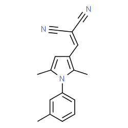 ChemSpider 2D Image | 2-(2,5-Dimethyl-1-m-tolyl-1H-pyrrol-3-ylmethylene)-malononitrile | C17H15N3