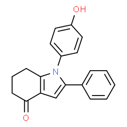 ChemSpider 2D Image | 1-(4-Hydroxyphenyl)-2-phenyl-1,5,6,7-tetrahydro-4H-indol-4-one | C20H17NO2