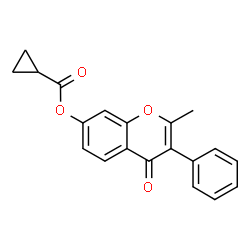 ChemSpider 2D Image | 2-Methyl-4-oxo-3-phenyl-4H-chromen-7-yl cyclopropanecarboxylate | C20H16O4