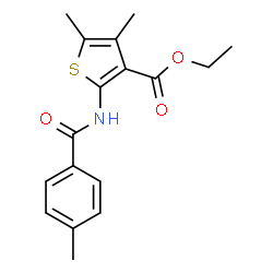 ChemSpider 2D Image | Ethyl 4,5-dimethyl-2-[(4-methylbenzoyl)amino]-3-thiophenecarboxylate | C17H19NO3S