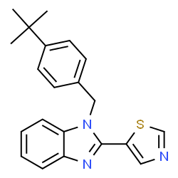 ChemSpider 2D Image | 1-[4-(2-Methyl-2-propanyl)benzyl]-2-(1,3-thiazol-5-yl)-1H-benzimidazole | C21H21N3S