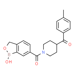 ChemSpider 2D Image | (1-Hydroxy-1,3-dihydro-2,1-benzoxaborol-6-yl)[4-(4-methylbenzoyl)-1-piperidinyl]methanone | C21H22BNO4