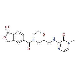 ChemSpider 2D Image | 3-[({4-[(1-Hydroxy-1,3-dihydro-2,1-benzoxaborol-5-yl)carbonyl]-2-morpholinyl}methyl)amino]-1-methyl-2(1H)-pyrazinone | C18H21BN4O5