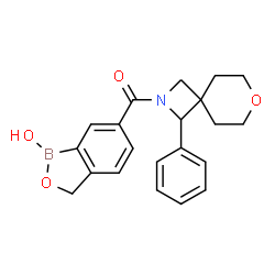 ChemSpider 2D Image | (1-Hydroxy-1,3-dihydro-2,1-benzoxaborol-6-yl)(1-phenyl-7-oxa-2-azaspiro[3.5]non-2-yl)methanone | C21H22BNO4