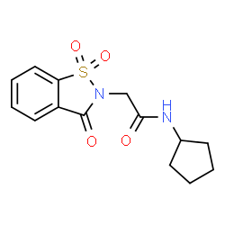 ChemSpider 2D Image | N-Cyclopentyl-2-(1,1-dioxido-3-oxo-1,2-benzothiazol-2(3H)-yl)acetamide | C14H16N2O4S