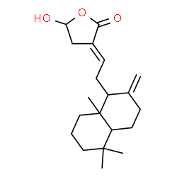 ChemSpider 2D Image | (3E)-5-Hydroxy-3-[2-(5,5,8a-trimethyl-2-methylenedecahydro-1-naphthalenyl)ethylidene]dihydro-2(3H)-furanone | C20H30O3