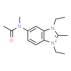 ChemSpider 2D Image | 6-(Acetyl-methyl-amino)-1,3-diethyl-2-methyl-3H-benzoimidazol-1-ium | C15H22N3O